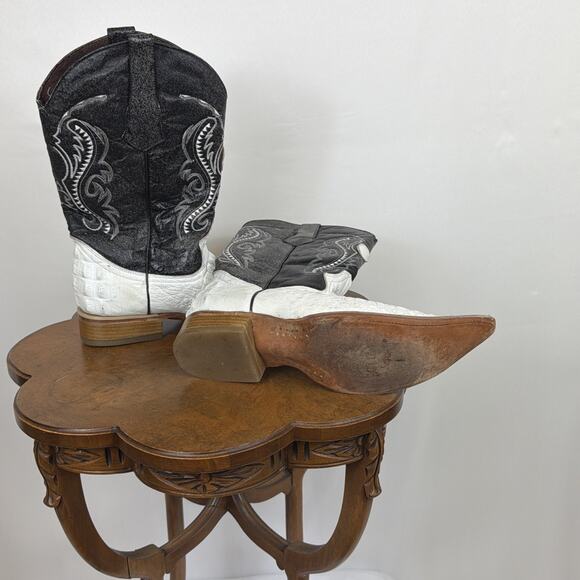 Rebelde Black White Alligator Western Boots Caiman Skin Mens 11.5 Mexico main image 10